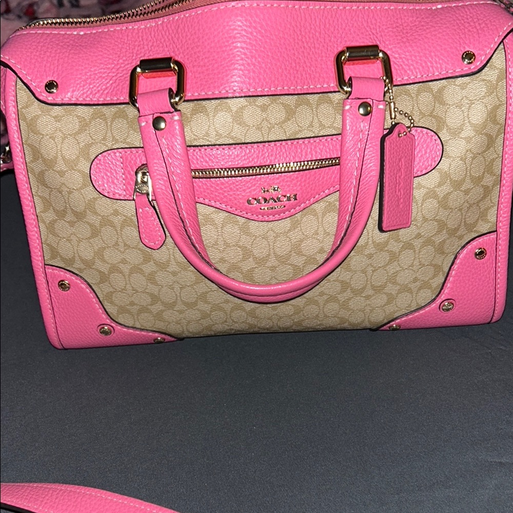 Coach Pink and Tan Women's Bag - Picture 3 of 6